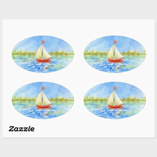 Sailboat Reflections Stickers (Vel)