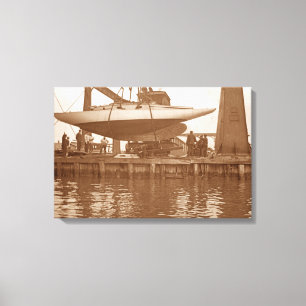 Sailboat Repair Circa 1910 Chicago River Boating Canvas Afdruk
