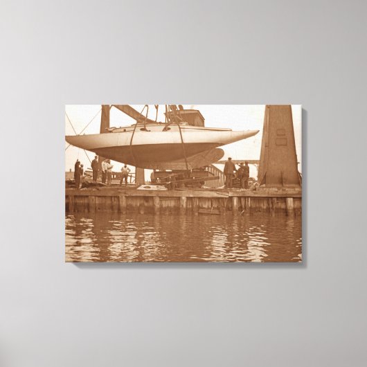 Sailboat Repair Circa 1910 Chicago River Boating Canvas Afdruk (Voorkant)