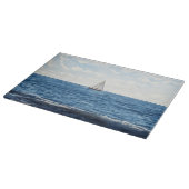 Sailboat Sailing on the Ocean Blue Glass Snijplank (Hoek)