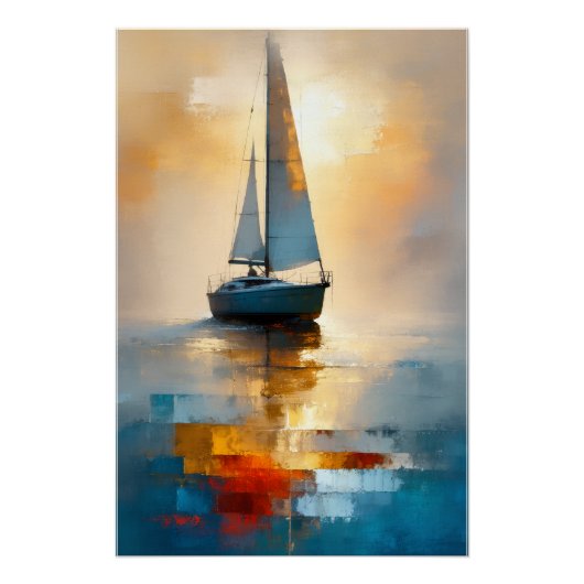 Sailboat Seascape Wall Art  Perfect Poster (Voorkant)