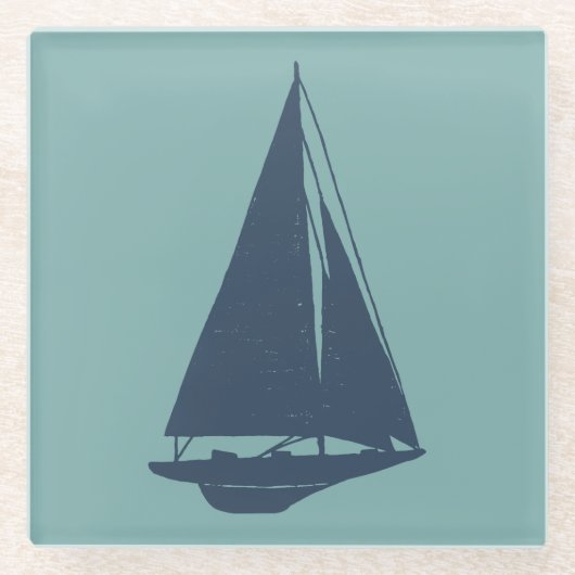 Sailboat Silhouette Glazen Onderzetter (Voorkant)