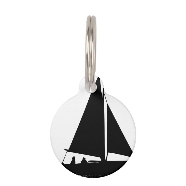Sailboat Silhouette Huisdierpenning (Voorkant)