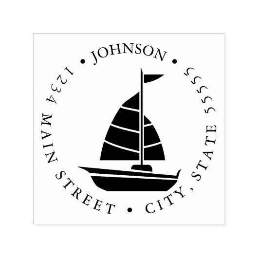Sailboat Silhouette Return Label Zelfinktende Stempel (Design)