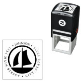 Sailboat Silhouette Return Label Zelfinktende Stempel (In situ)