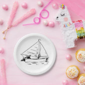 Sailboat Sketch Papieren Bordje (Feest)