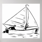 Sailboat Sketch Poster (Voorkant)