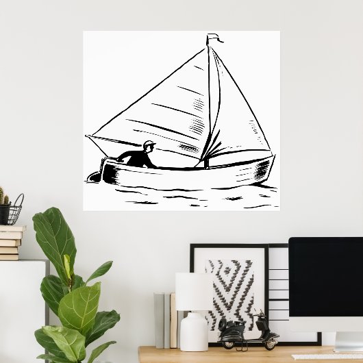 Sailboat Sketch Poster (Thuiskantoor)