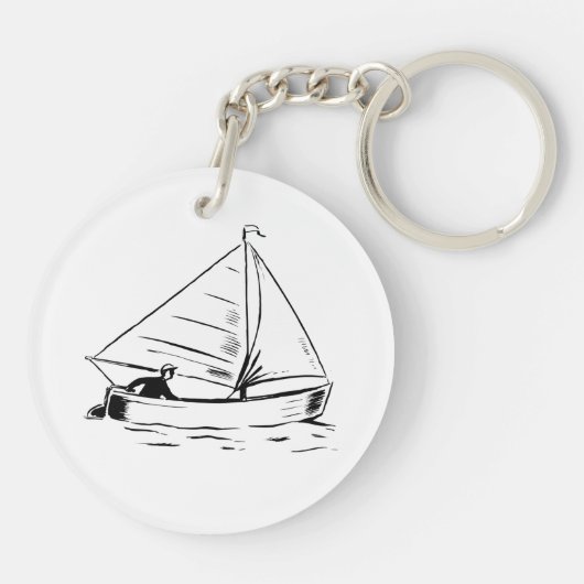Sailboat Sketch Sleutelhanger (Achterkant)