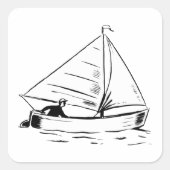 Sailboat Sketch Vierkante Sticker (Voorkant)
