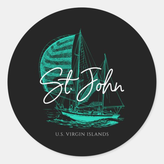 Sailboat St John Us Maagdeneilanden Ronde Sticker (Voorkant)