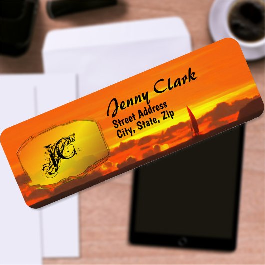 Sailboat Sunset 1300 Adres Etiket