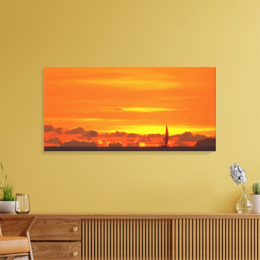 Sailboat Sunset 1300 Art Canvas Afdruk (Insitu (Woonkamer))