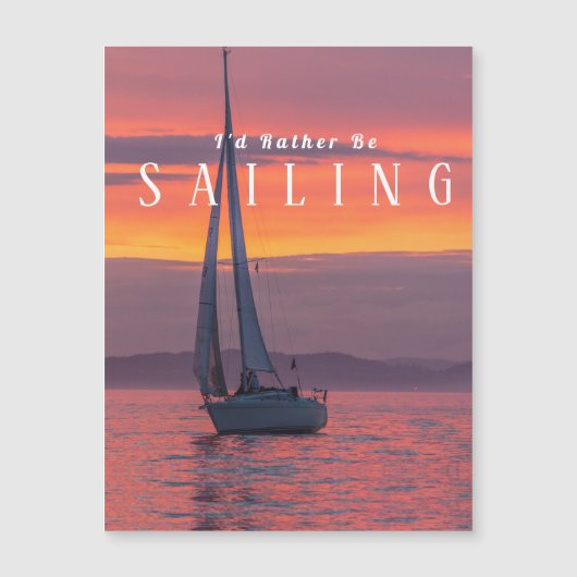 Sailboat Sunset Oranje Gold Paars Sky, White Text (Voorkant)