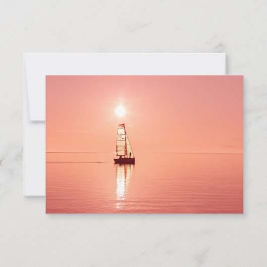 Sailboat Sunset Photo - 3x5 Wedding Announding Kaart (Achterkant)