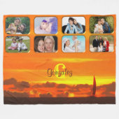 Sailboat Sunset Photo Collage 1300 Fleece Deken (Voorkant (Horizontaal))