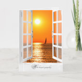 sailboat sunset scene in window sympathy kaart (Voorkant)