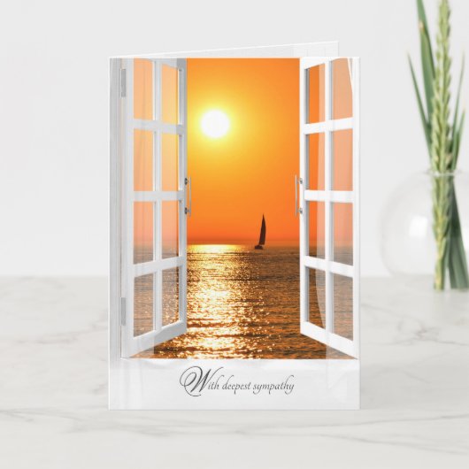 sailboat sunset scene in window sympathy kaart (Voorkant)