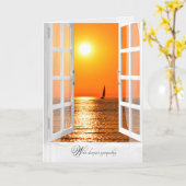 sailboat sunset scene in window sympathy kaart (Gele Bloem)