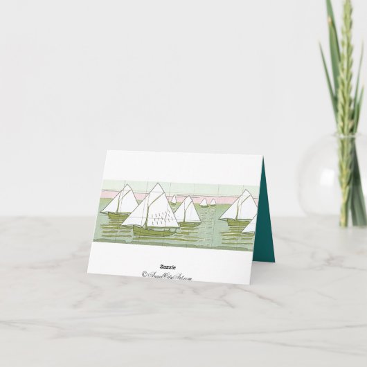 Sailboat Tegel Art Bedankt Kaarten (Achterkant)