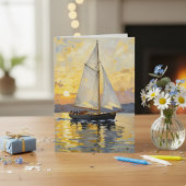 Sailboat Themed Happy Birthday Kaart