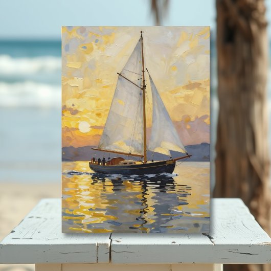 Sailboat Themed Happy Father's Day Kaart