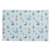 Sailboat, Wave and Whale Pattern ID1228 Kussensloop (Achterkant)