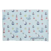 Sailboat, Wave and Whale Pattern ID1228 Kussensloop (Voorkant)