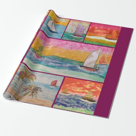 Sailboat Wrapping Paper Cadeaupapier (Uitgerold)