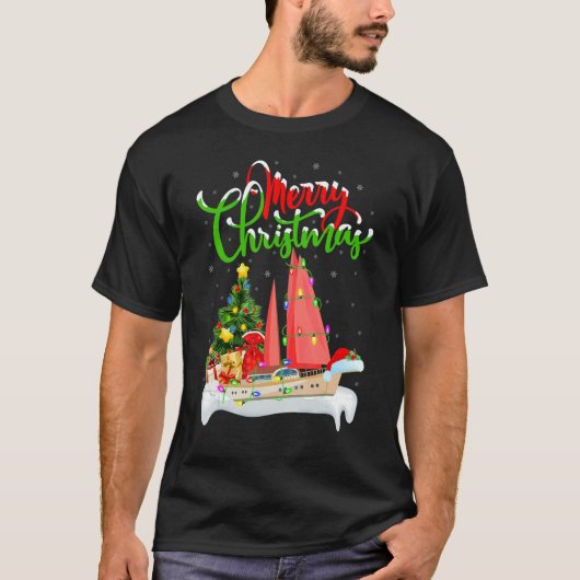 SailBoat Xmas Decorations Santa SailBoat Christma T-shirt (Voorkant)