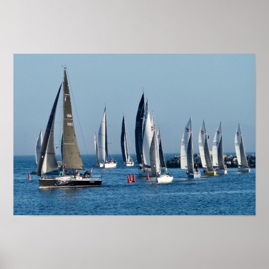 Sailboats Entering Channel. Marina Del Rey, CA Poster (Voorkant)