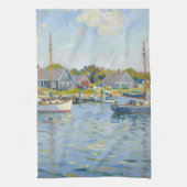 Sailboats Impressionism New England Theedoek (Verticaal)