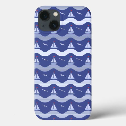 Sailboats On A Striped Sea Pattern Case-Mate iPhone Case (Achterkant)