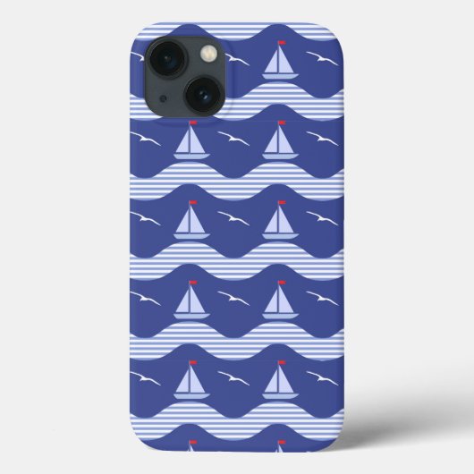 Sailboats On A Striped Sea Pattern Case-Mate iPhone Case (Achterkant)
