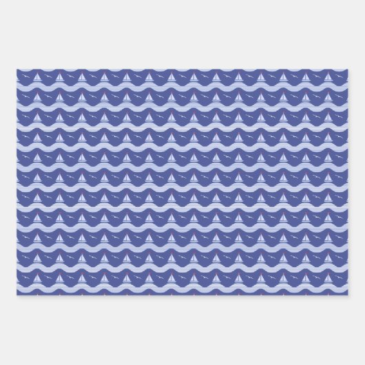 Sailboats On A Striped Sea Pattern Inpakpapier Vel (Voorkant)