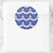 Sailboats On A Striped Sea Pattern Ronde Sticker (Tas)