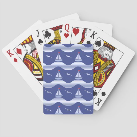 Sailboats On A Striped Sea Pattern Speelkaarten (Achterkant)