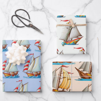 Sailboats On The Sea Inpakpapier Vel