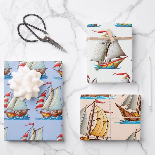 Sailboats On The Sea Inpakpapier Vel (Voorkant)