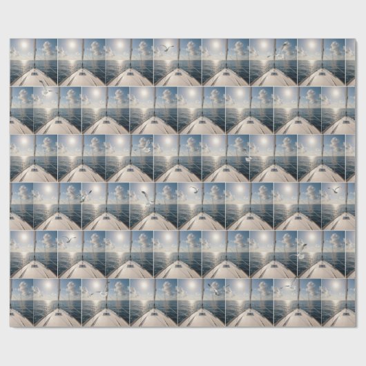 Sailboats with Seagulls On Ocean Water Cadeaupapier (Vlak)