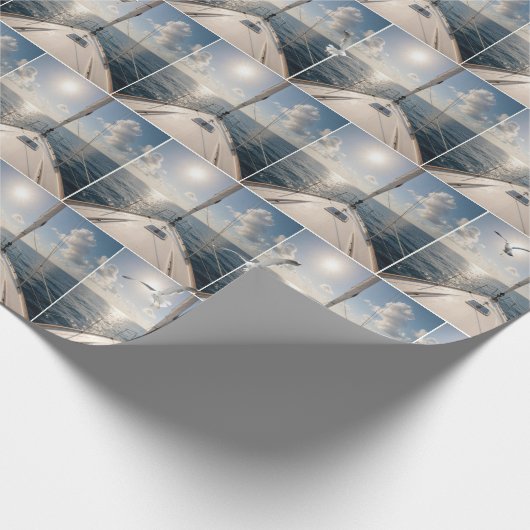 Sailboats with Seagulls On Ocean Water Cadeaupapier (Hoek)