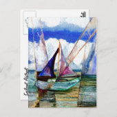 Sailboot Abstract Blue Sky Fluffy Clouds Briefkaart (Voorkant / Achterkant)