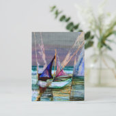 Sailboot Abstract Turquoise Zee Briefkaart (Staand voorkant)