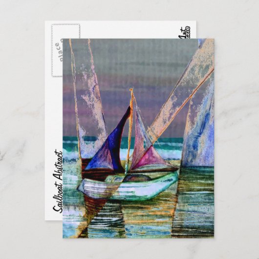 Sailboot Abstract Turquoise Zee Briefkaart (Voorkant / Achterkant)