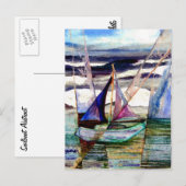 Sailboot Abstracte High Ocean Waves Blue Sky Briefkaart (Voorkant / Achterkant)