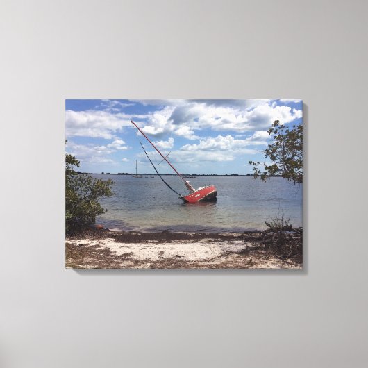 Sailboot Aground Canvas Afdruk (Voorkant)