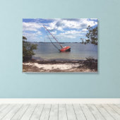 Sailboot Aground Canvas Afdruk (Insitu (Houten vloer))