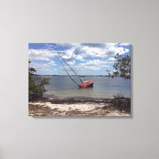 Sailboot Aground Canvas Afdruk (Voorkant)