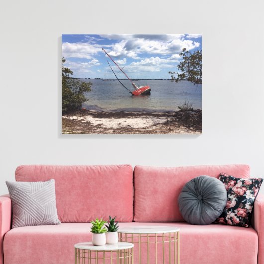 Sailboot Aground Canvas Afdruk (Insitu (Woonkamer))