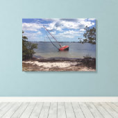 Sailboot Aground Canvas Afdruk (Insitu (Houten vloer))
